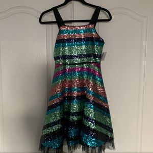 NEW Girls Rare Editions Multicolored Sequin Dress with Straps Size 12
